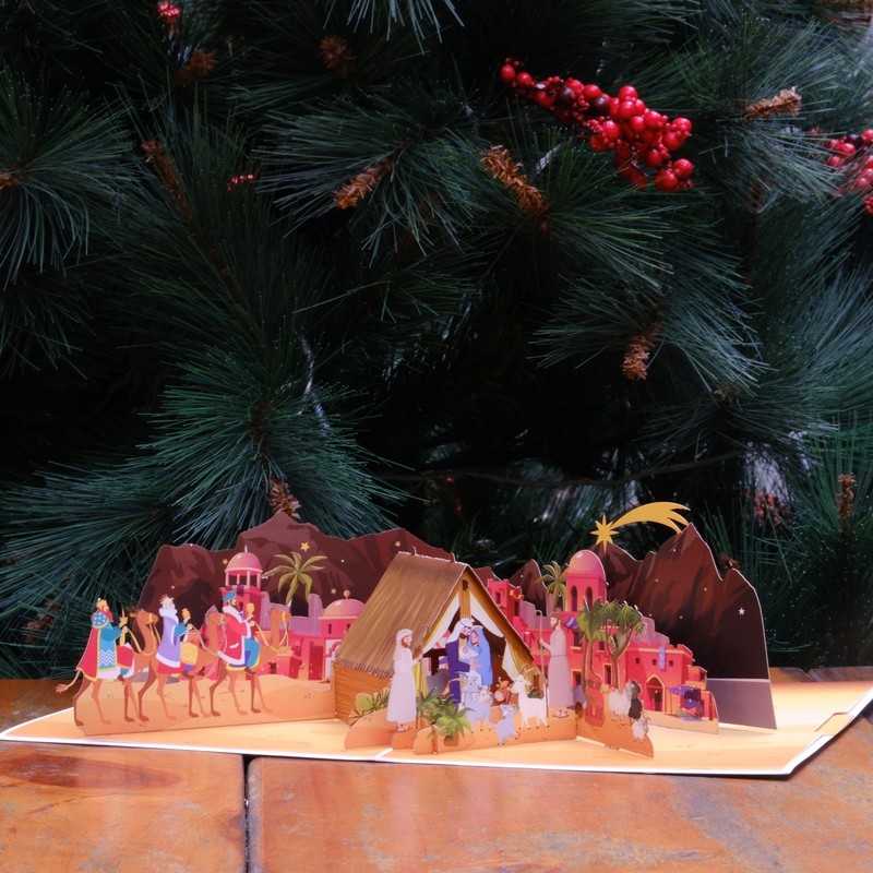 Merry Christmas 3D Pop Up Greeting Card The wonder of Jesus Christ’s Birth Scene