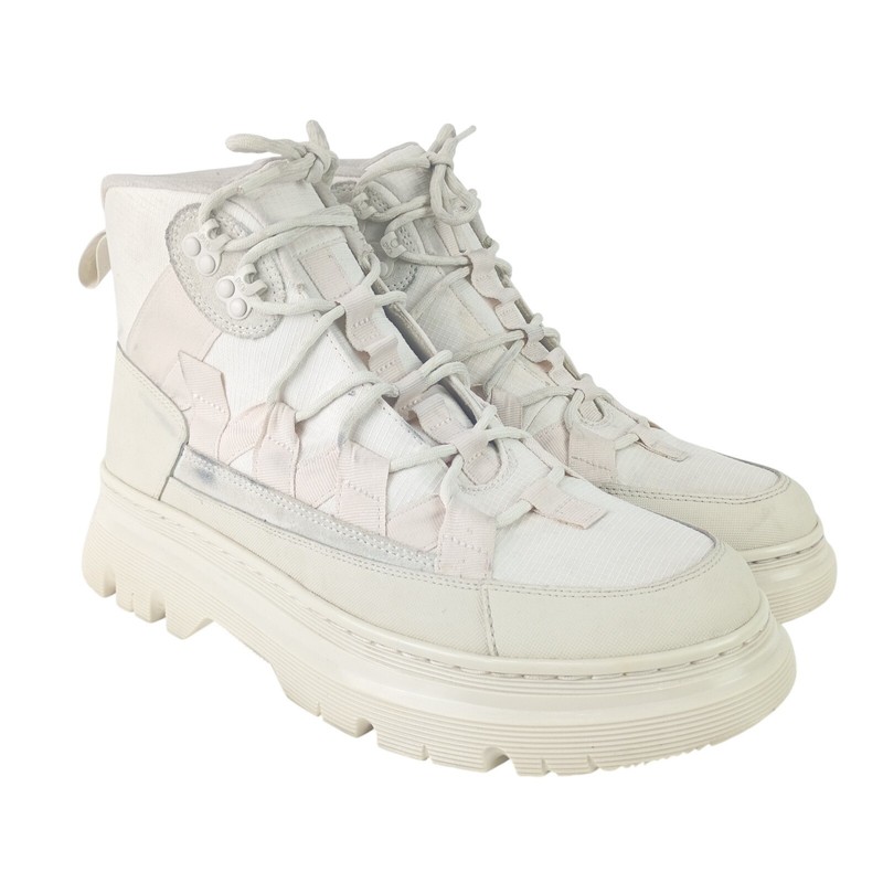Dr. Martens Mens US M 11 Boury Utility Combat Boots Ivory Nylon Leather