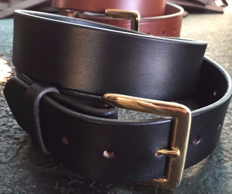1 1/2" HEAVY REAL LEATHER WORK GUN CCW HOLSTER DRESS BELT-AMISH HANDMADE-1.5 gallery
