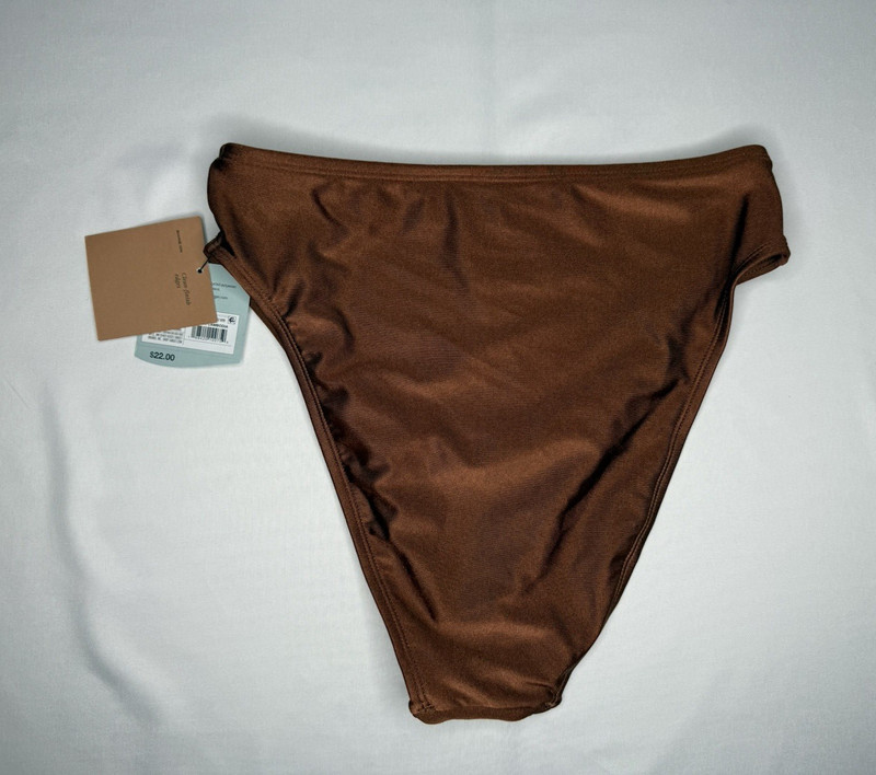 Shade & Shore Women’s Brown High Waist Extra High Leg Cheeky Bikini Bottom S gallery