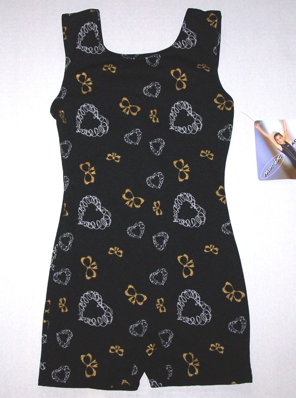 Moret Tank Biketard Unitard Leotard Bodysuit Metallic Hearts Bows New Child Girl