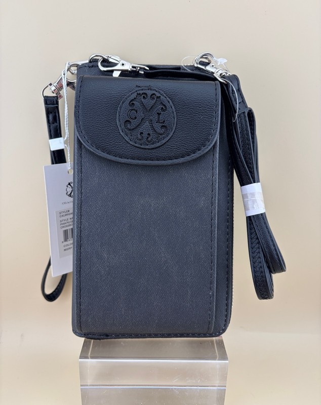 CXL Phone Crossbody/Wristlet Black Denim Zipper Closure Credit Card Slots NWT