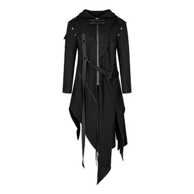 Medieval Retro Asymmetrical Hoodie Long Jackets Men’S Halloween Cosplay Gothic Z