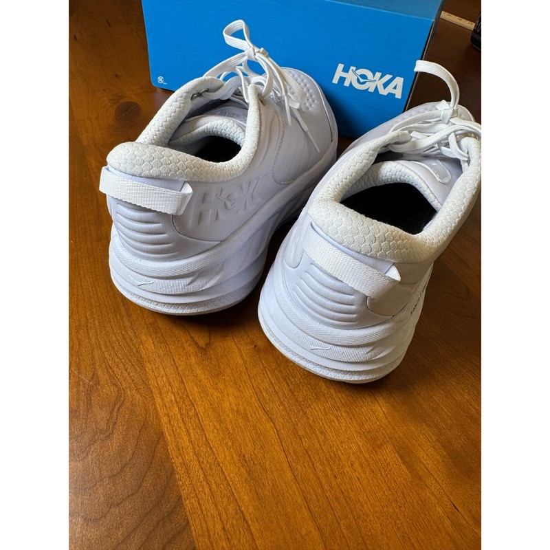 Hoka One One Bondi SR Mens White Leather Slip Resistant Walking Shoes Sneaker gallery