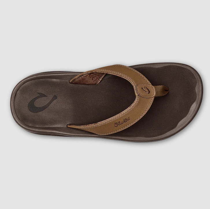 NEW OluKai Ohana Men's Beach Sandals Tan Dark Java Water Resistant Flip Flops gallery