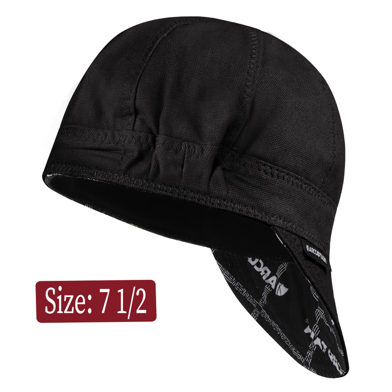 ARCCAPTAIN Welding Cap Reversible Welder Hat with Elastic Retractable Band Black