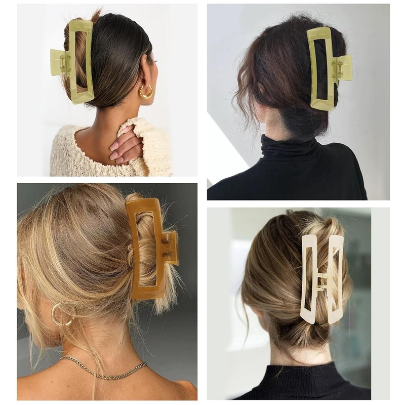 3PCS 5in Large Rectangle Hair Claw Clips for Thick Hair Non-slip for Women Girls gallery
