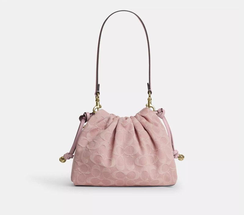 COACH Faye Drawstring Bag Signature Denim Light Pink CFD03 IMNH1 New Authenthic gallery