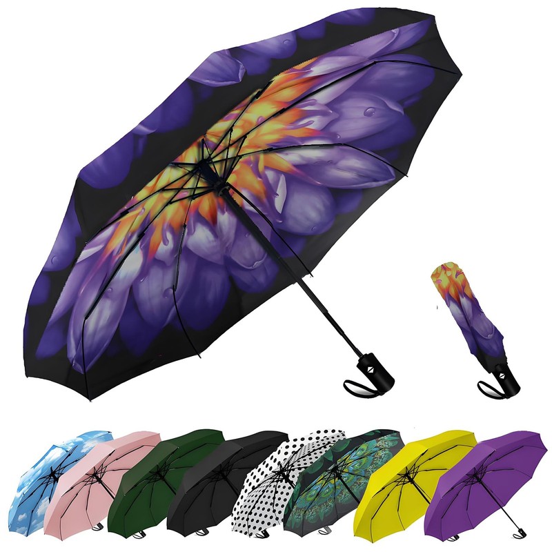 Windproof Travel Compact Umbrella-Automatic Umbrellas for Rain-Compact Foldin…