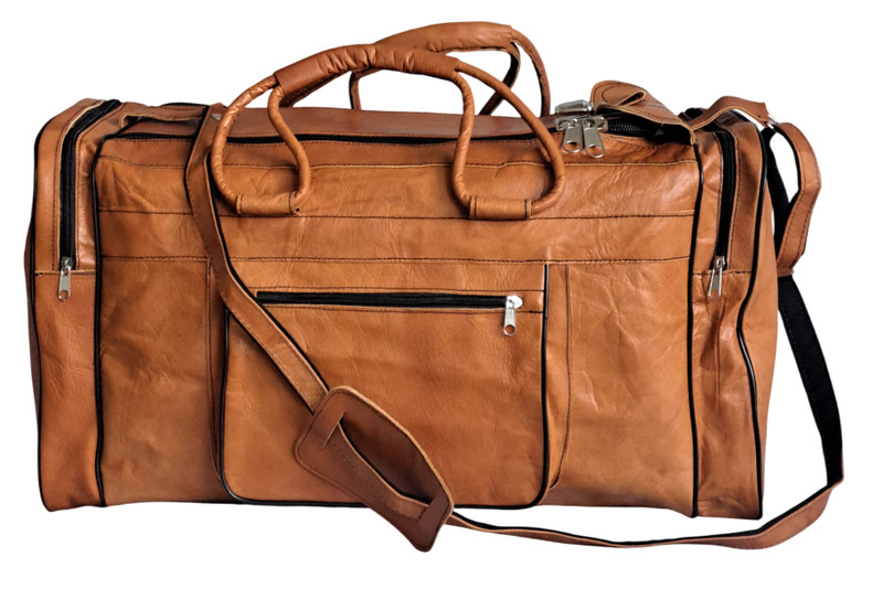 Genuine Leather Duffle Bag 53cm Cognac Gym Bag Sports Bag Handmade Travel Bag gallery