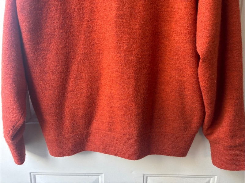 VINTAGE GIM UTMOST 100% Wool Burnt Orange Knit Cardigan Sweater Lining Size M gallery