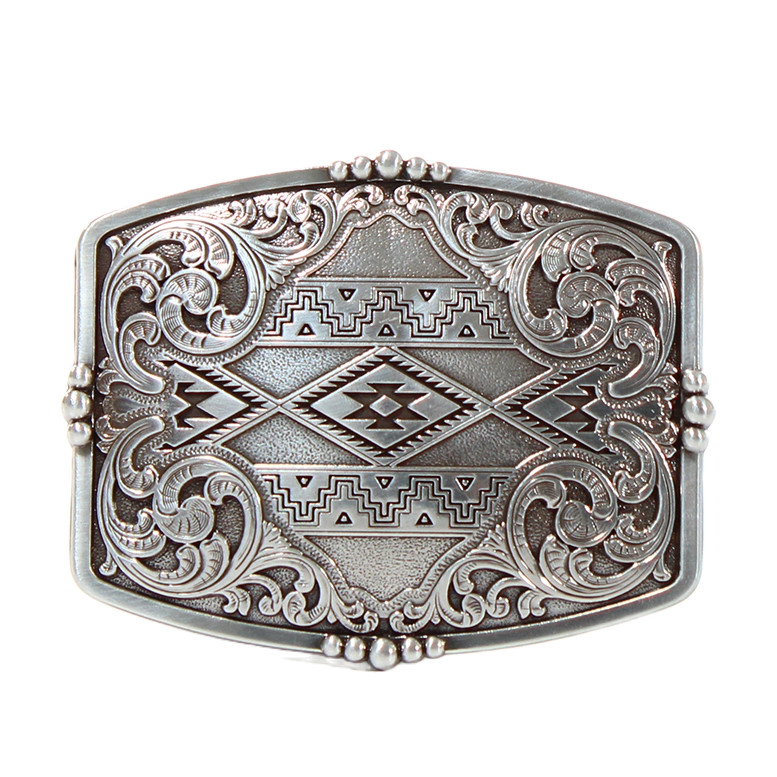 Nocona Aztec Floral Rectangle Buckle 37019