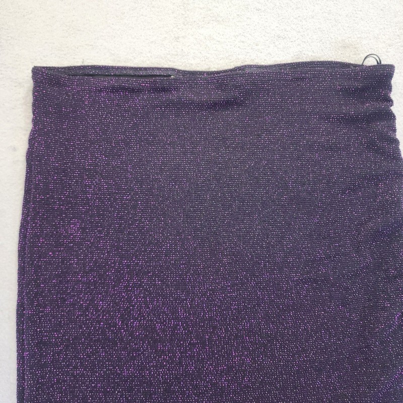 VTG Serendipity Maui Purple Metallic Shimmer Ruched Ruffle Mermaid Midi Skirt M gallery