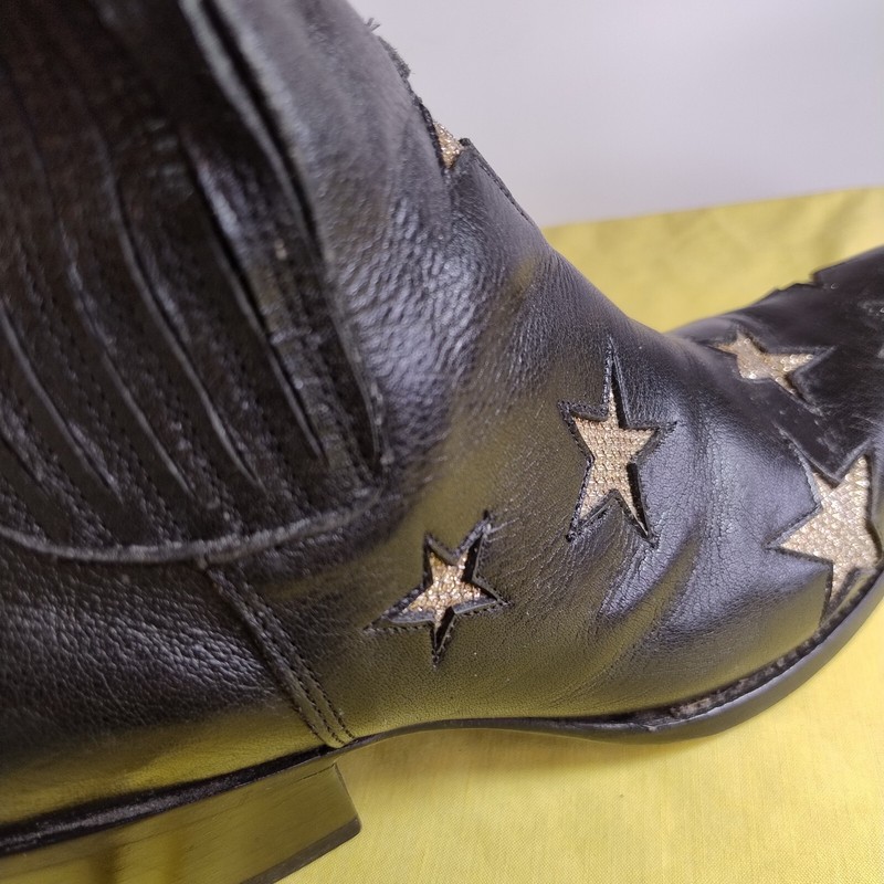 Official Mexicana Chelsea Boots Heeled Black Gold Stars SIZE 43 gallery
