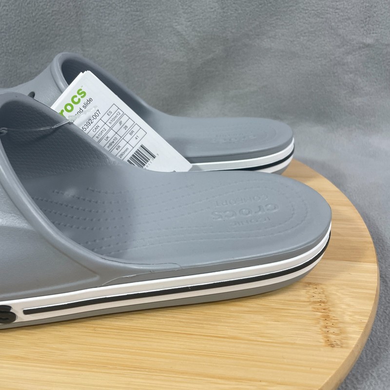NWT Crocs Bayaband Slide Mens Size 10 Gray White Slip On Sandals Comfort Shoes gallery