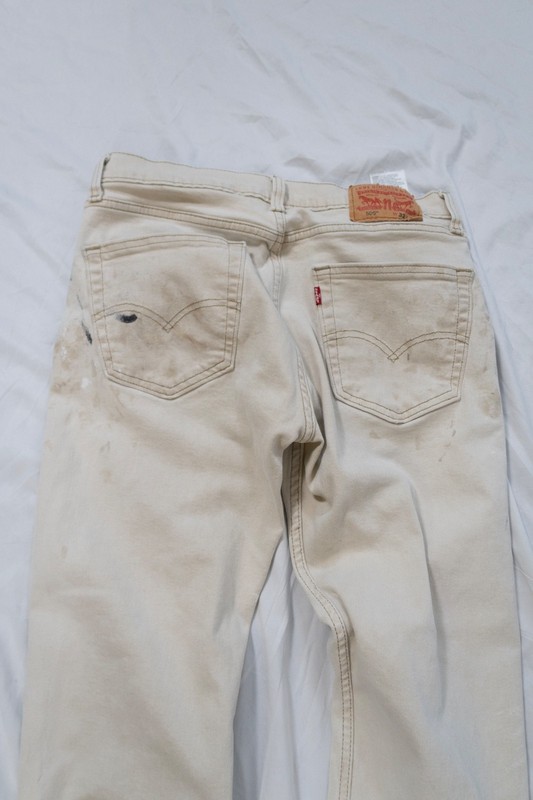 Artist-Worn Levi's 505 Paint Splattered Jeans - Authentic Studio Wear Light Tan gallery