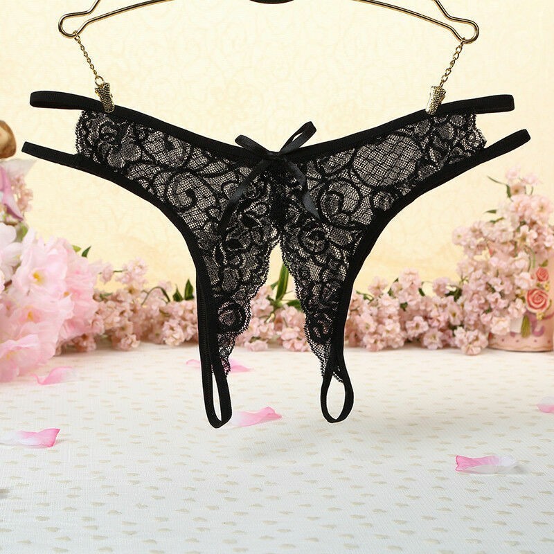 Underwear Lingerie Women Lace G-string Panties Crotchless Floral Briefs Thongs