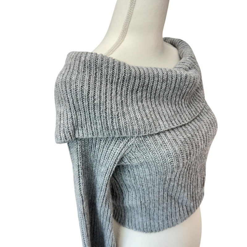 MAVERICK THE COLLECTION Sweater Cropped Size S Off Shoulder Ribbed Knit Cropped gallery