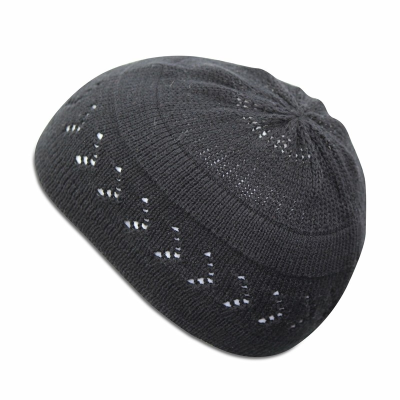 Cotton Kufi Beanie Hats with Arrow Design Knit in Solid Colors gallery