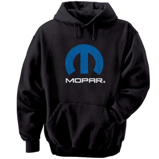 CHECKERED FLAG SPORTS MOPAR MEN’S DISTRESSED LOGO BLACK HOODED SWEATSHIRT P9598H