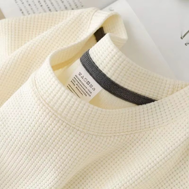 Mens Waffle Knit T Shirt Short Sleeve Crew Neck Casual Breathable Summer Top