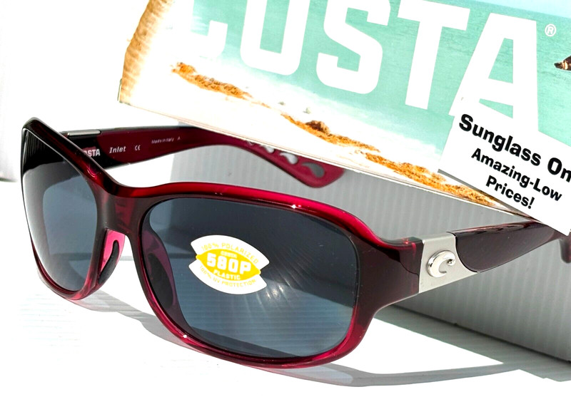 NEW Costa Del Mar INLET Raspberry Fade POLARIZED Grey 580P Sunglass IT 48