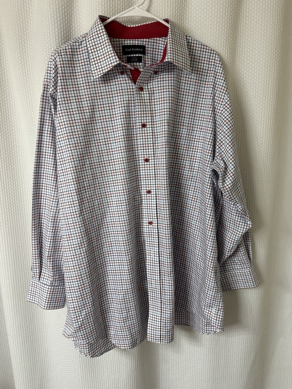 Paul Fredrick Men’s Classic Fit Check Dress Shirt 18×34
