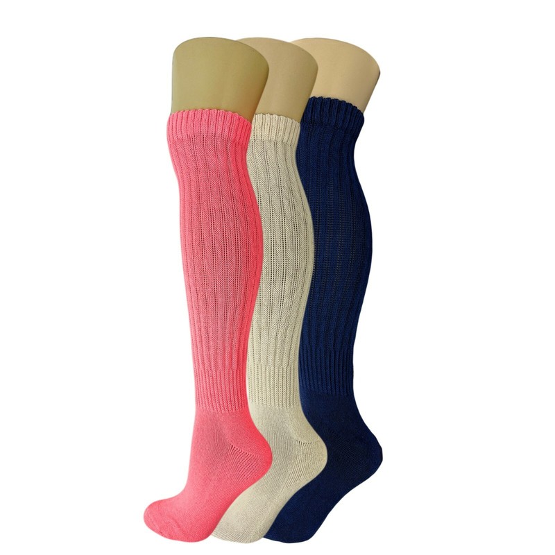 3 Pack Colorful Heavy Slouch Socks with Full Cushioned Sole Size 9-11