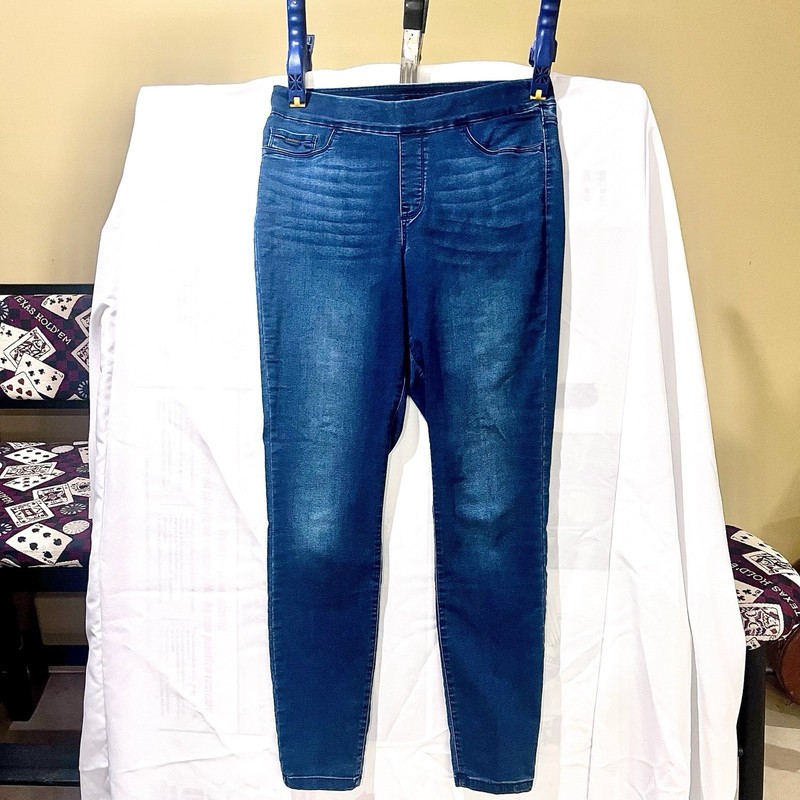 Nine West Women’s Blue Denim Pull-On Skinny Jeans Regular Size 10