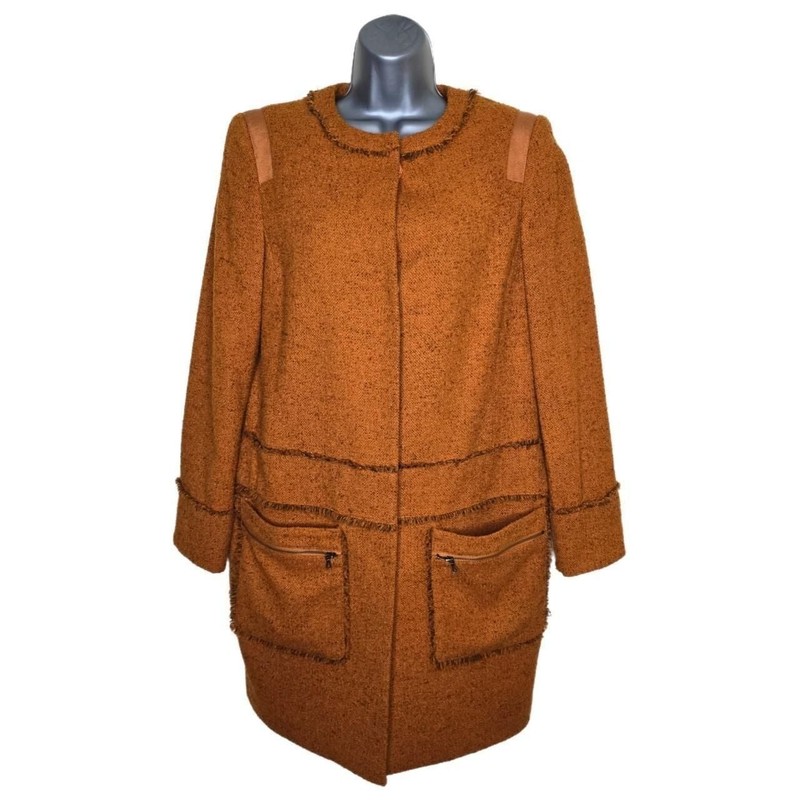 Jones New York Collection Boucl Wool Blend Long Zip Pocket Coat Jacket Coat