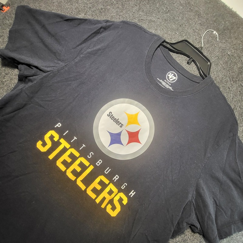 Pittsburgh Steelers 47 Brand Mens XXL Black Cotton Graphic T-Shirt NFL Football