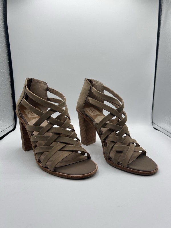 Dolce Vita Franney Taupe Leather Strappy Heels