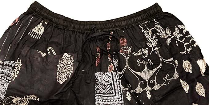 Rayon Patchwork Festival Short One Size Elasticated Waist Comfy Short Back Color gallery
