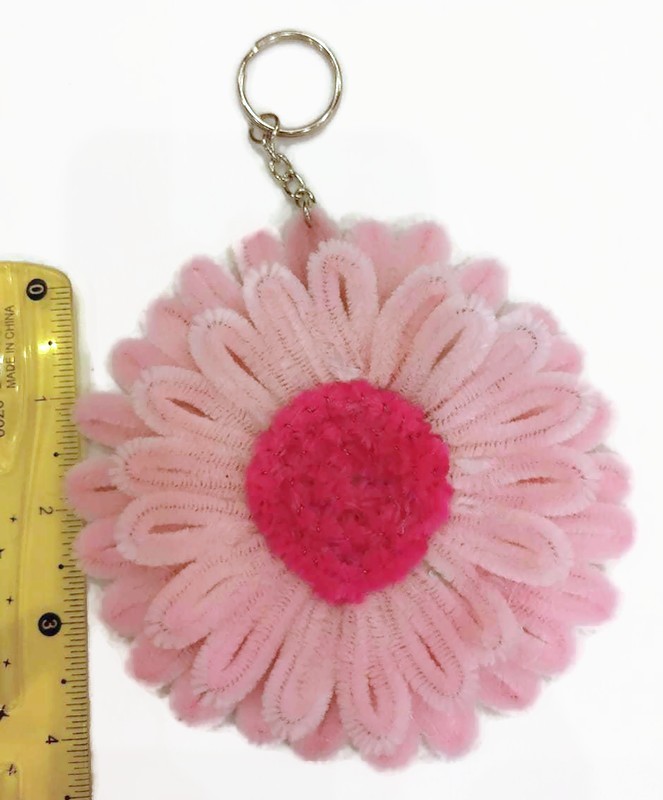 Handmade Chenille Flower Keychain Cute Floral Bag Charm Unique Gift Accessory gallery