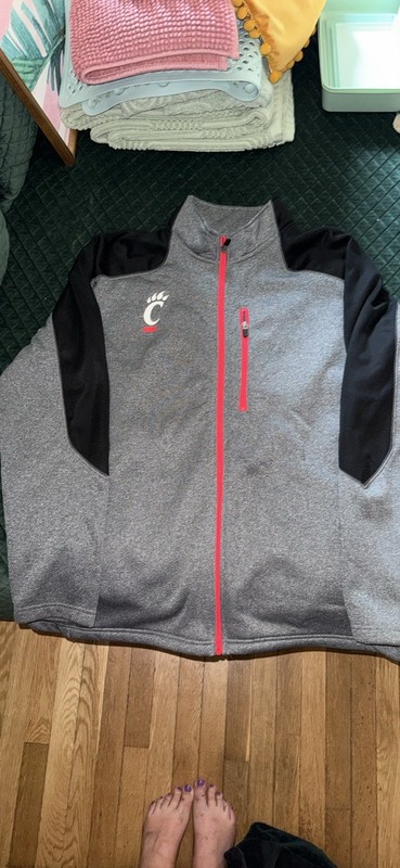 Rivaly Threads Men’s Varsity Jacket XL Gray/Black/Red Full Zip Logo