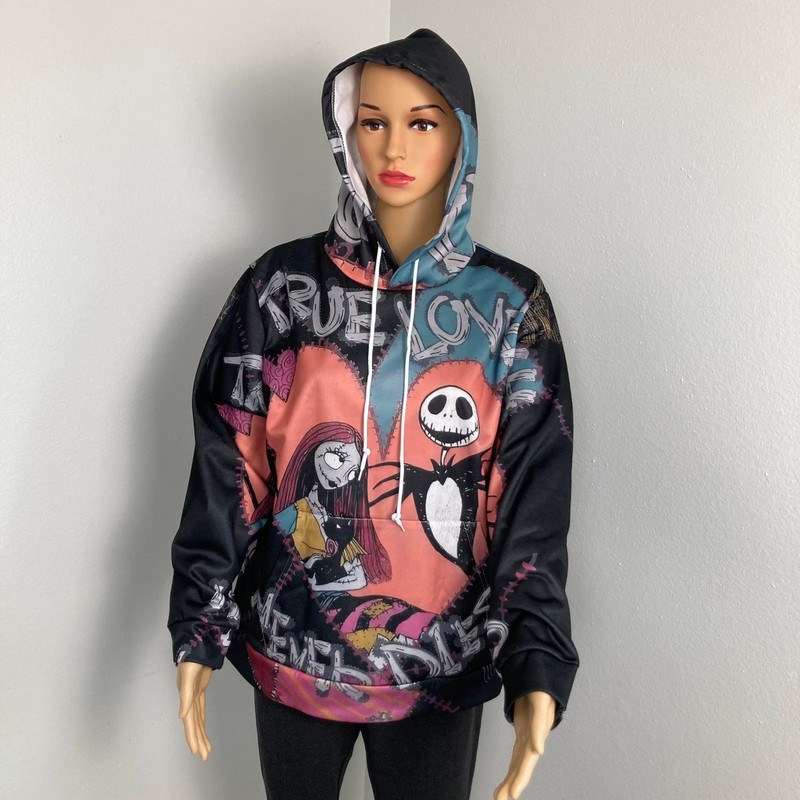 Nightmare Before Christmas Jack Sally True Love Never Dies Graphic Hoodie Large