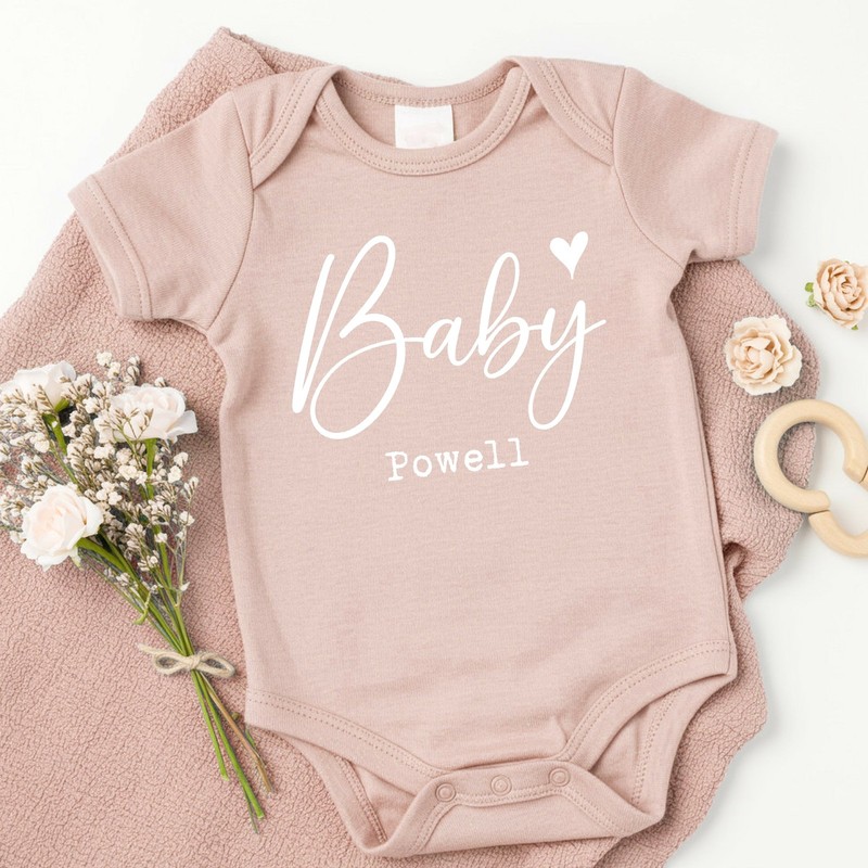 Personalised Baby Name Pink Babygrow With Optional Matching Accessories