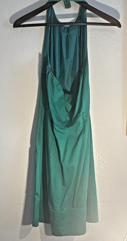 Calvin Klein Green Solid A-Line Halter Sleeveless Lined Pocket Dress 8 gallery