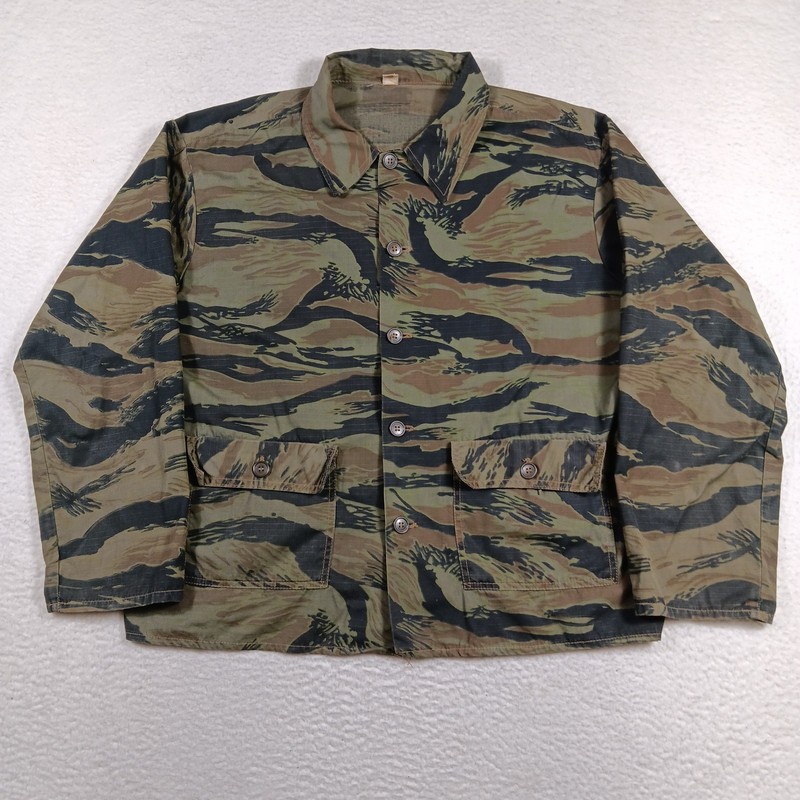 Vintage Tiger Stripe Camo Field Jacket Mens Large Military Jungle Ripstop