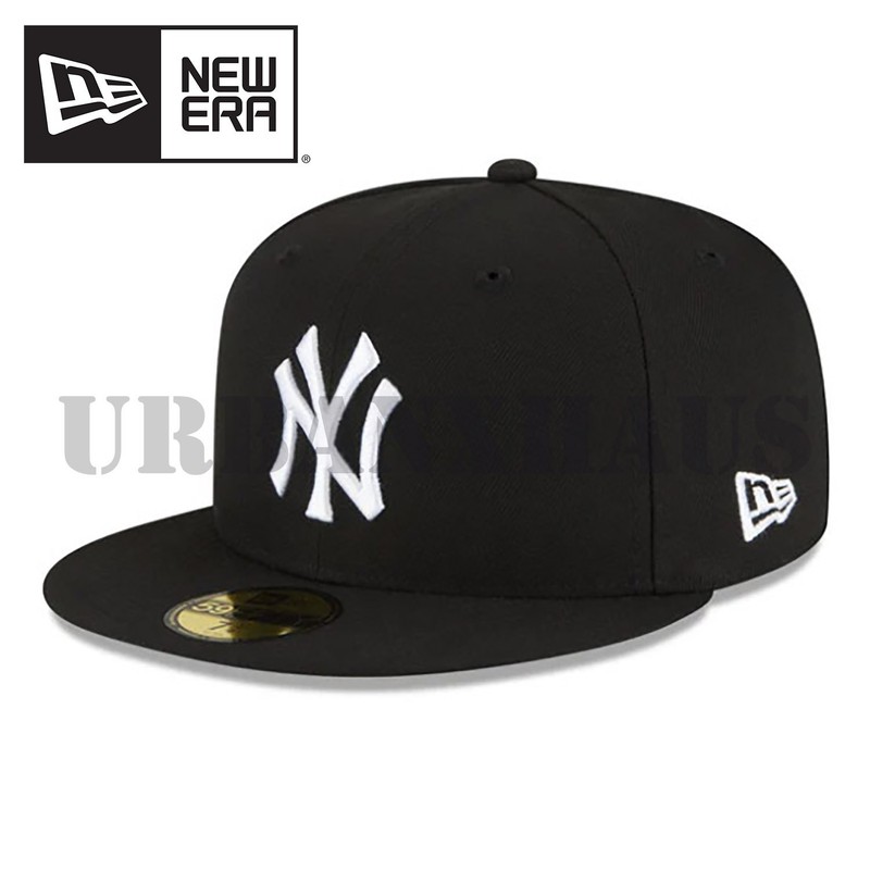 Genuine New York Yankees New Era 59FIFTY Fitted Hat Black White NY Logo Cap