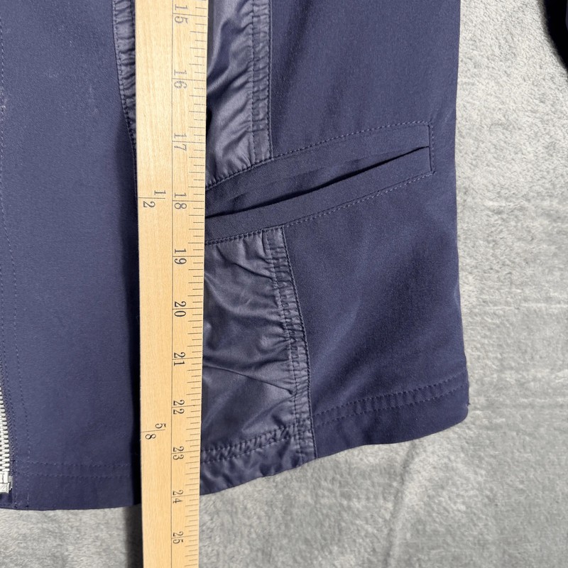 Zenergy by Chicos Womens Jacket Size 0 S Blue Full Zip 3/4 Sleeve Mock Neck gallery