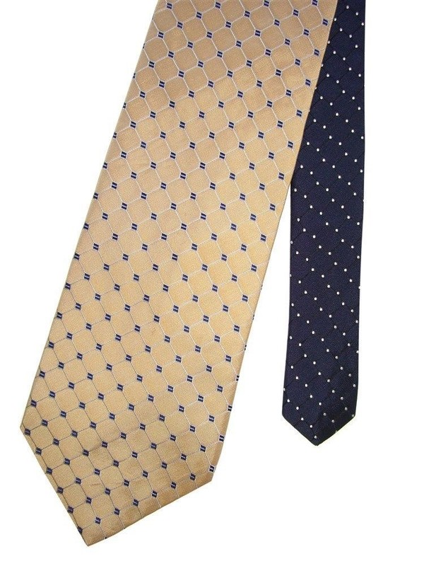Tommy Hilfigner Men’s Neck Tie Plaid Beige Blue Wide 3 3/4″ x 56 1/2″