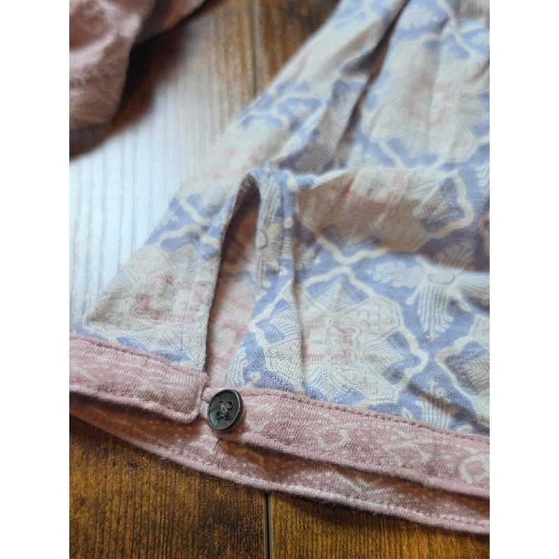 LUCKY BRAND | Boho Print Cotton Modal Peasant Tee Tunic Dusty Blue Pink Top | 1X gallery