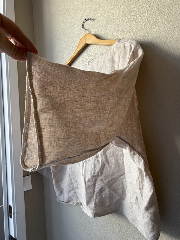 Beige Italian Linen Blouse Long Slve Women Reg. One Size (US 6-12) Lagenlook gallery