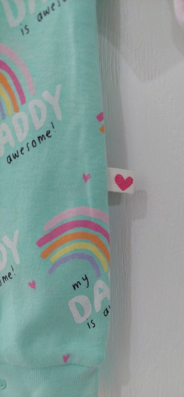 NEXT Preemie Baby 5lbs/2.3kgs Girls Mint Green Rainbow Babygrow Cotton Romper gallery