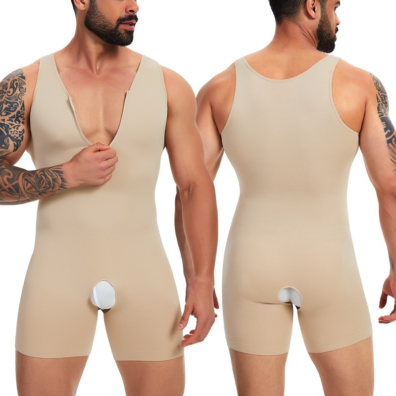 Men Tummy Control Shapewear Bodysuit Slim Compression Vest Body Shaper Underwear