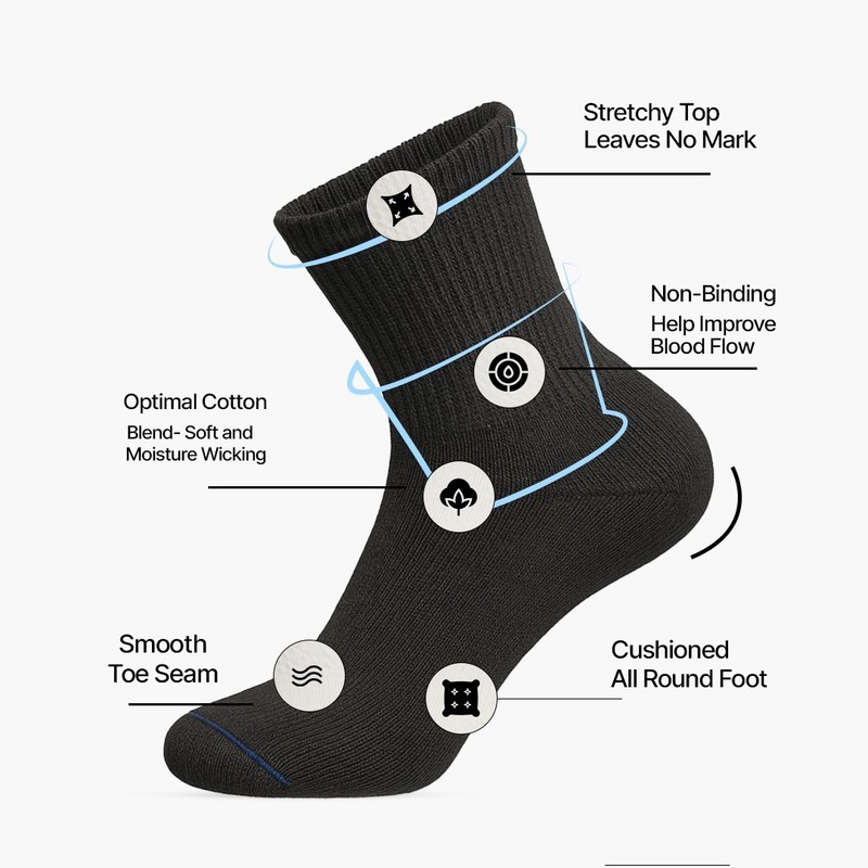 Diabetic Quarter Ankle Socks Non-Binding Circulatory Cotton Mens Women Size 9-13 gallery