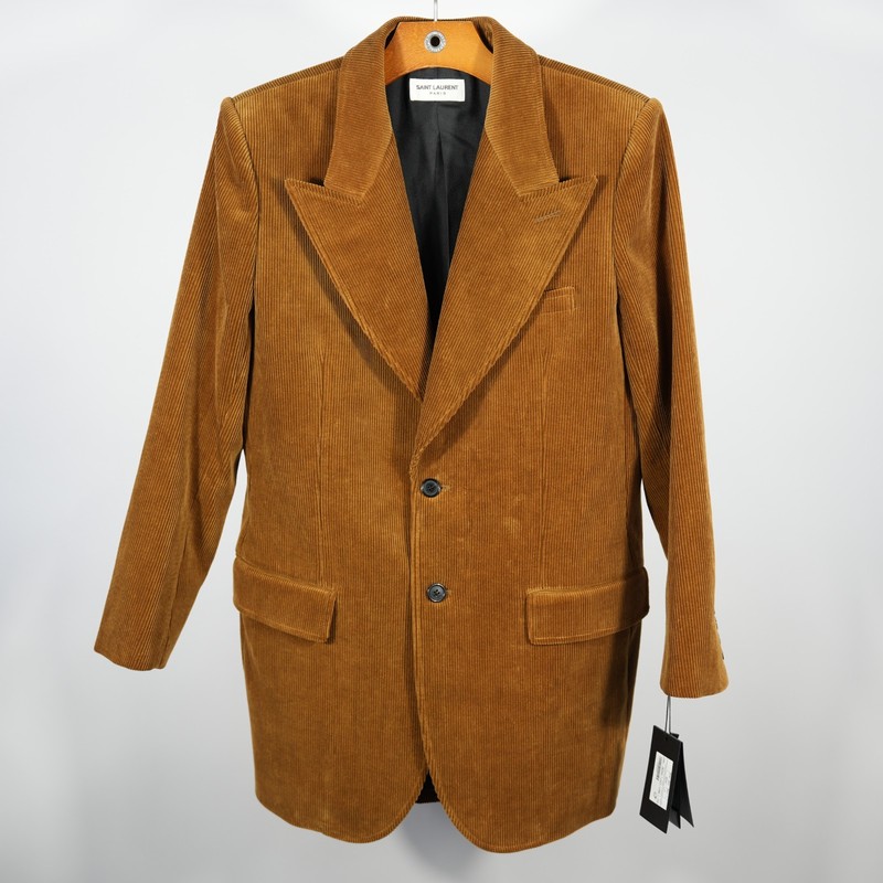 Saint Laurent Brown Velvet Corduroy Blazer Jacket Women 12 703958