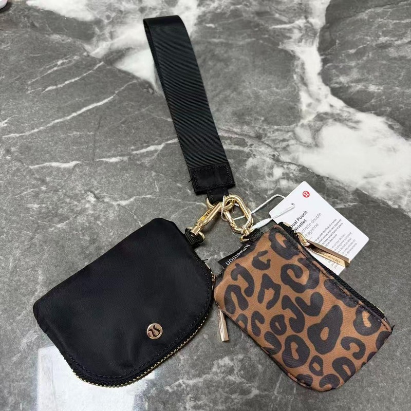 Lululemon Dual Pouch Wristlet Keychain Wallet Black, NWT