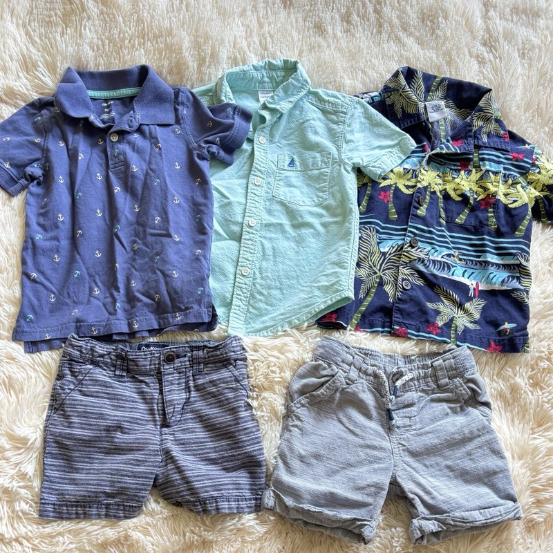 Carter’s Gymboree OshKosh B’gosh Cat & Jack Baby Boy 2T 5pc Shirts Shorts